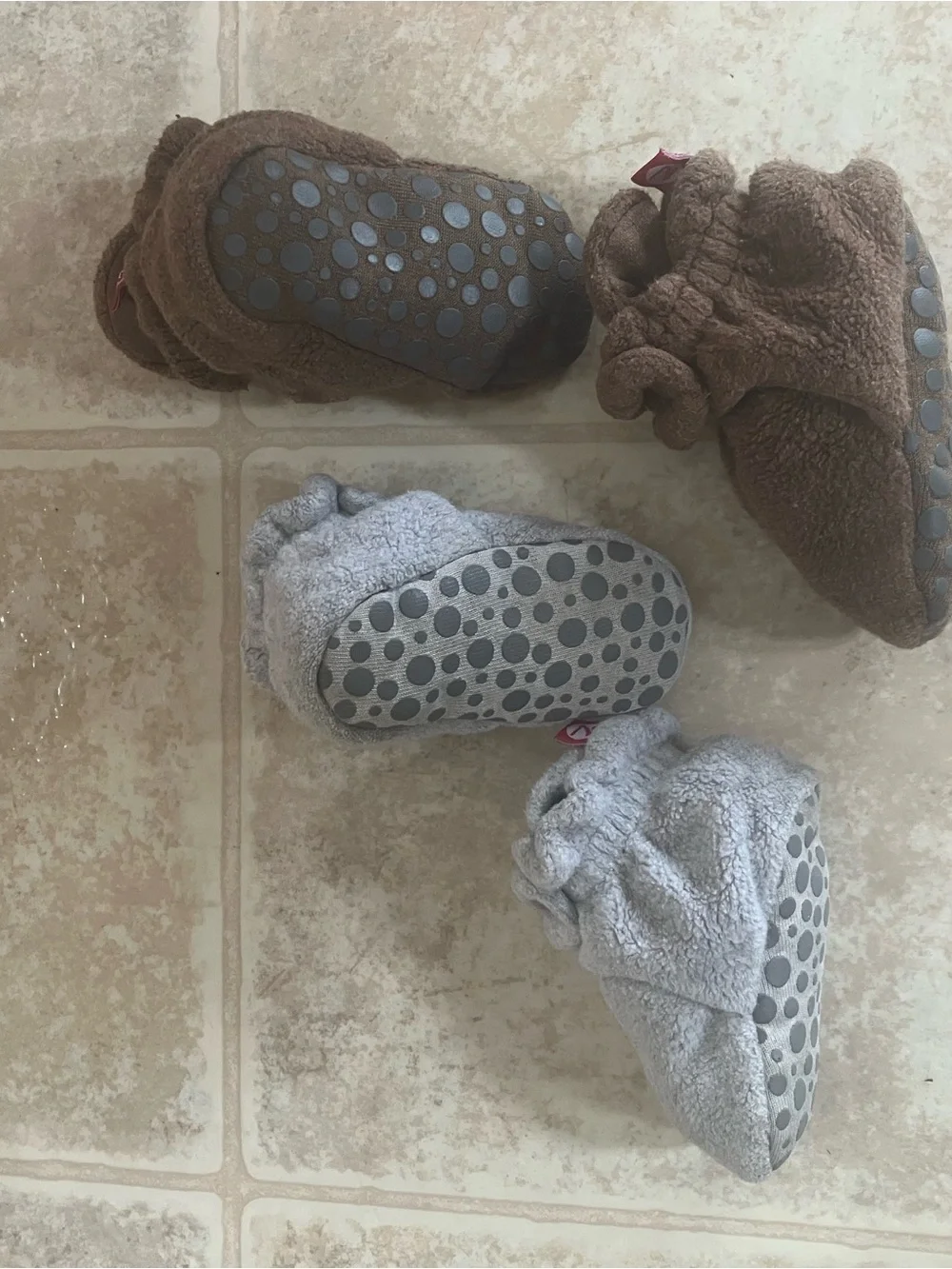 Zutano Stay-On Fleece Booties, 2 Pair Bundle, Non-Slip Sole, 12 M & 18 M